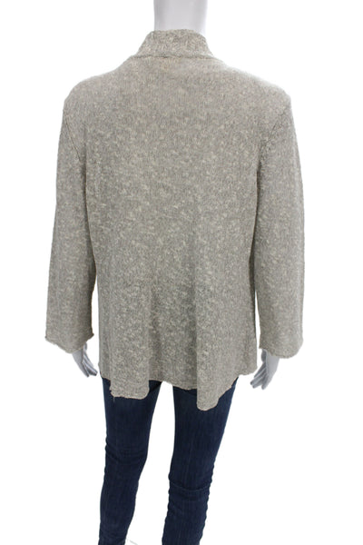 Eileen Fisher Unisex Cardigan Gray 3/4 Sleeve Linen Cotton Blend Size M
