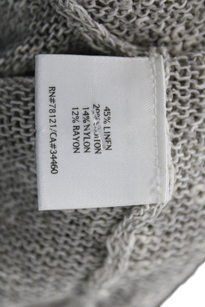 Eileen Fisher Unisex Cardigan Gray 3/4 Sleeve Linen Cotton Blend Size M