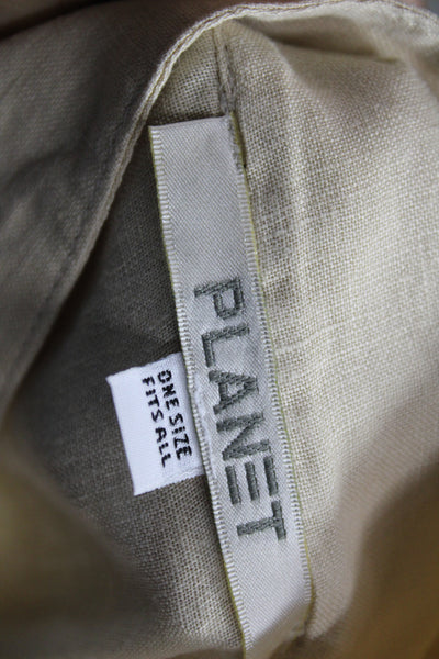 Planet Women Beige Linen High Neck Long Sleeve Button Up Blouse Size One Size