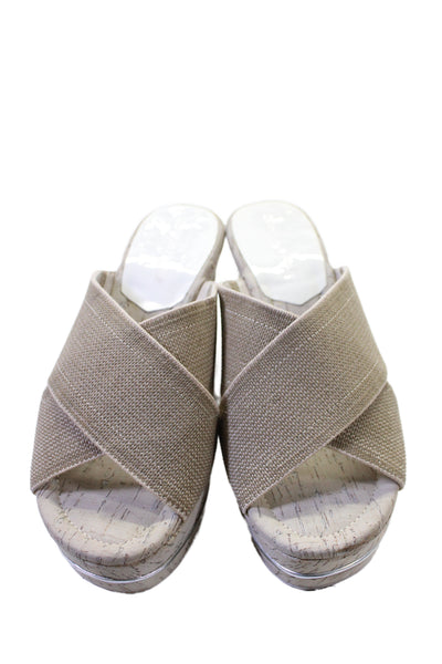 Donald J Pliner Womens Cross Strap Wedge Dani Sandals Beige Size 7 Medium