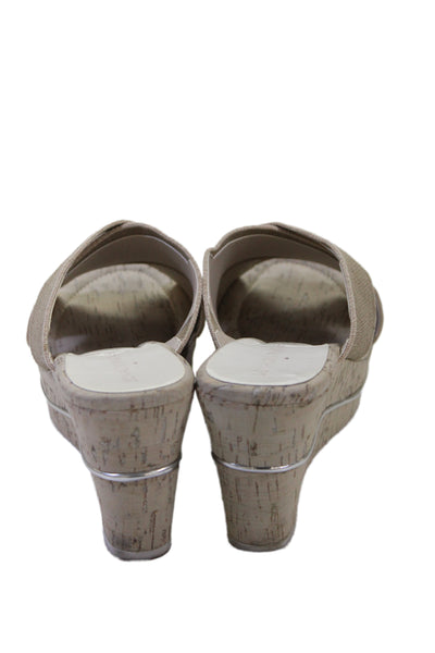 Donald J Pliner Womens Cross Strap Wedge Dani Sandals Beige Size 7 Medium