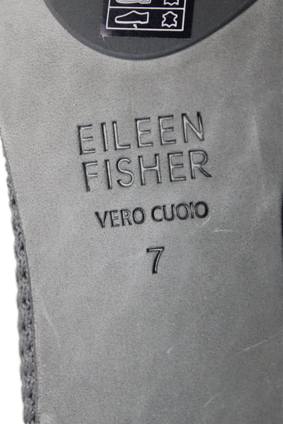 Eileen Fisher Womens Knit Pointed Toe Pull On Ankle Boots Grey Size 7