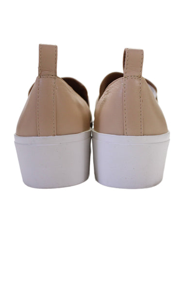 Calvin Klein Womens Leather Slide On Jacinta Platform Sneakers Beige Size 7