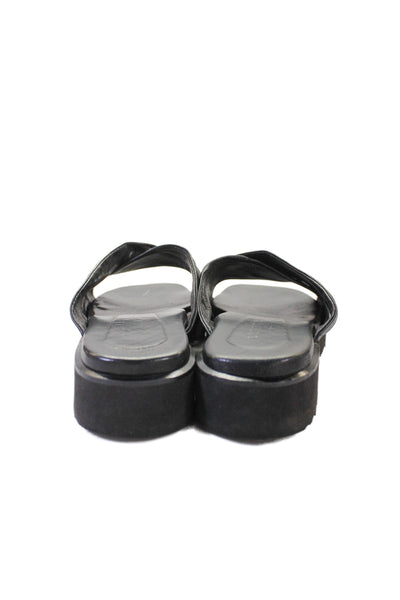 Taryn Rose Womens Leather Cross Strap Slide On Sandals Black Size 37 7