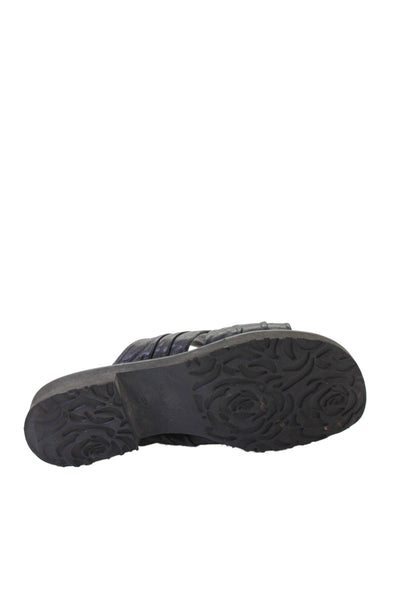 Taryn Rose Womens Leather Cross Strap Slide On Sandals Black Size 37 7