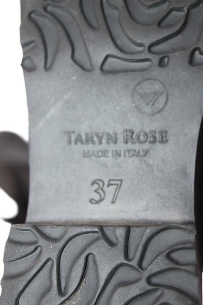Taryn Rose Womens Leather Cross Strap Slide On Sandals Black Size 37 7