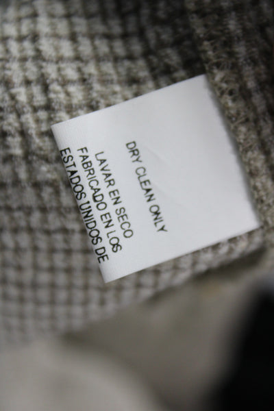Eileen Fisher Womens Petite Linen Check Collared Button-Up Long Sleeve Size PM