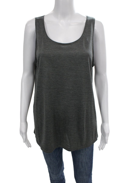 Eileen Fisher Womens Dark Gray Silk Cotton Basic Sleeveless Tank Size L
