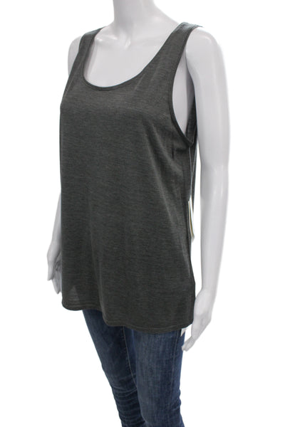 Eileen Fisher Womens Dark Gray Silk Cotton Basic Sleeveless Tank Size L