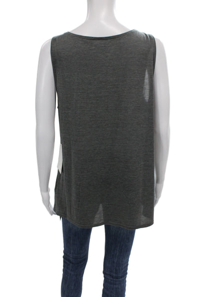 Eileen Fisher Womens Dark Gray Silk Cotton Basic Sleeveless Tank Size L