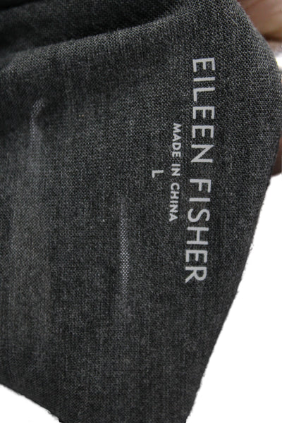Eileen Fisher Womens Dark Gray Silk Cotton Basic Sleeveless Tank Size L