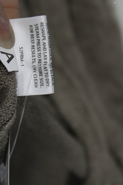 Eileen Fisher Unisex Gray Cardigan 3/4 Sleeve Linen Metallic Blend Size L