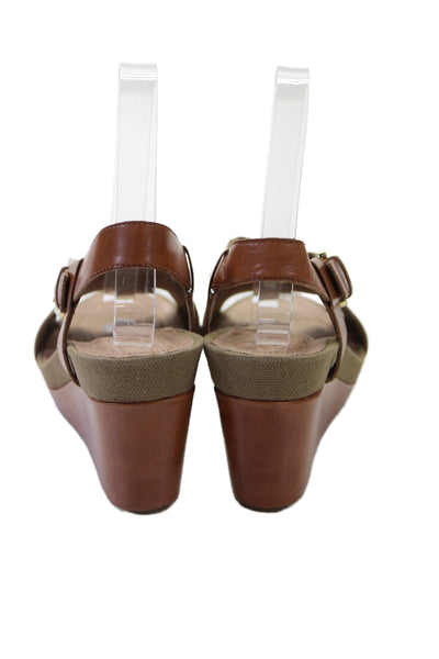Circa Joan & David Womens Leather Elm Slingbacks Wedges Brown Size 7.5 Medium