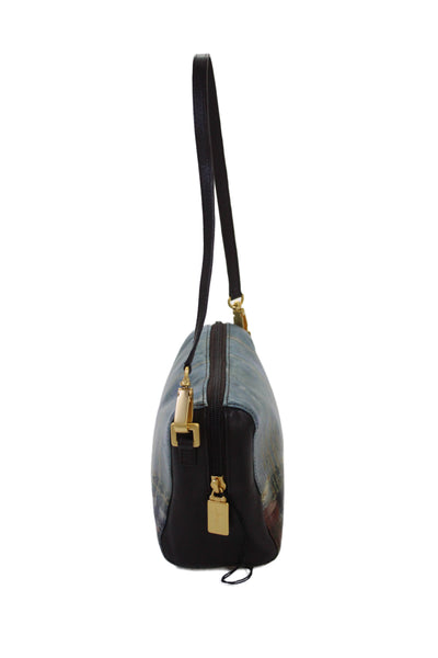 Jeon Womens Leather Red Boats Cosmetic Shoulder Handbag Multi Colored