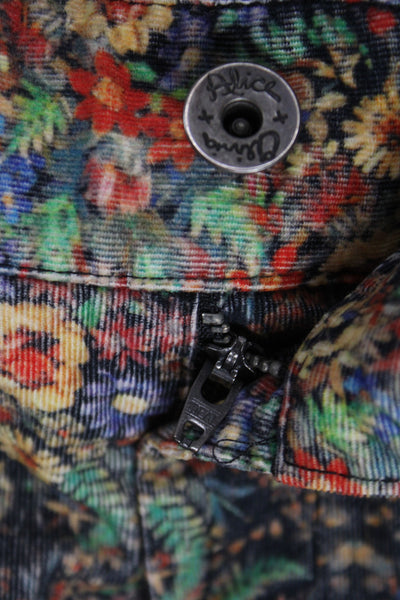 Alice + Olivia Womens Black Floral Pants Button Closure Size M
