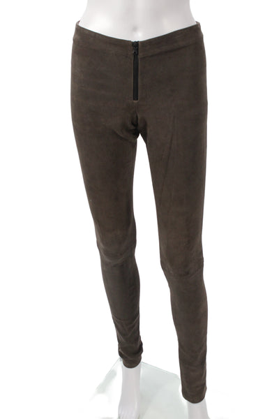 Alice + Olivia Womens Lamb Leather Ankle Jeggings Brown Size 0