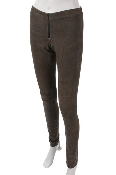 Alice + Olivia Womens Lamb Leather Ankle Jeggings Brown Size 0