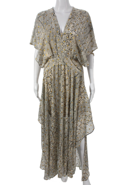 En Creme Womens Beige Kaftan Maxi Slip Dress V-Neck Zip Size S
