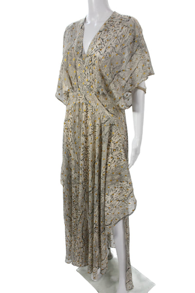 En Creme Womens Beige Kaftan Maxi Slip Dress V-Neck Zip Size S
