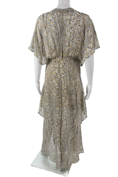 En Creme Womens Beige Kaftan Maxi Slip Dress V-Neck Zip Size S