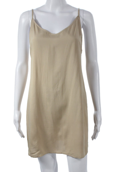 En Creme Womens Beige Kaftan Maxi Slip Dress V-Neck Zip Size S