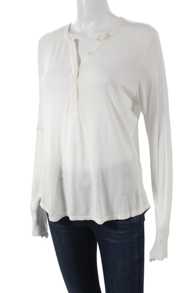 Vince Womens Basic Button-Up Blouse White Long Sleeve Viscose Size XS