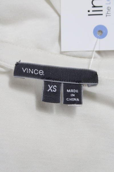 Vince Womens Basic Button-Up Blouse White Long Sleeve Viscose Size XS