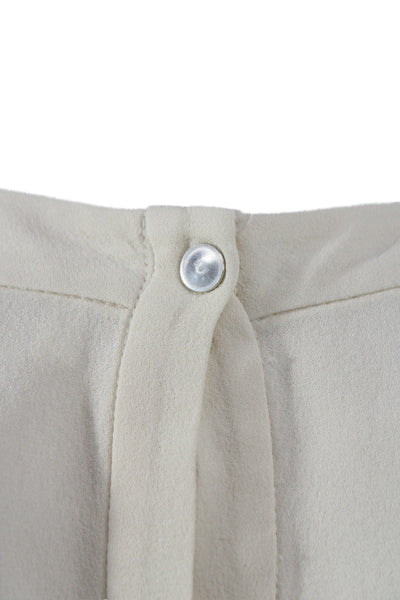 A.L.C. Women Basic Beige Button Crew Neck Short Sleeve Blouse Size 0