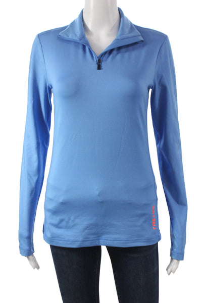 Bogner Womens Blue Mock Neck Long Sleeve Top Zip Outdoor Basic Size M