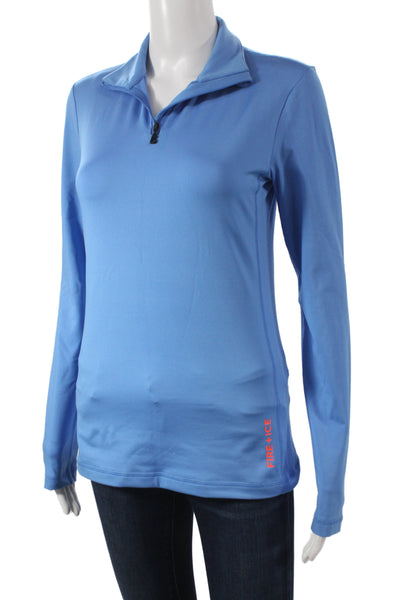 Bogner Womens Blue Mock Neck Long Sleeve Top Zip Outdoor Basic Size M