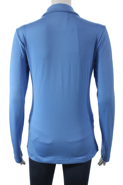 Bogner Womens Blue Mock Neck Long Sleeve Top Zip Outdoor Basic Size M