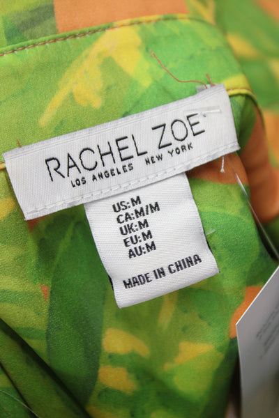Rachel Zoe Womens Collared Button Up Green Long Sleeve Blouse Size M