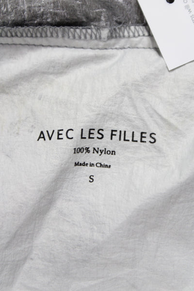Avec Les Filles Women Gray Windbreaker Nylon Zip 80s Long Sleeve Size S