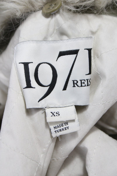 Reiss Women Military Pea Coat Green Cotton Blend Button Size XS