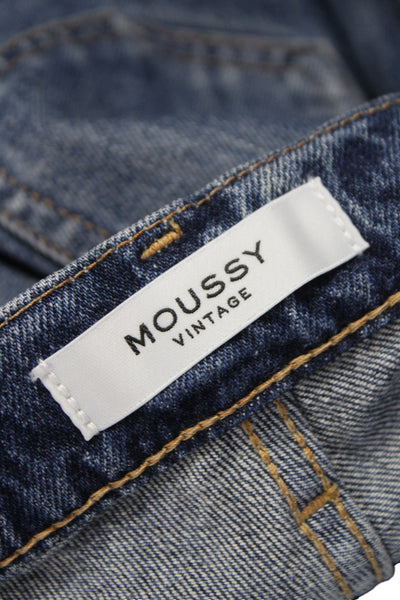 Moussy Unisex Straight Cropped Dark Blue Mid Rise Jeans Size 24