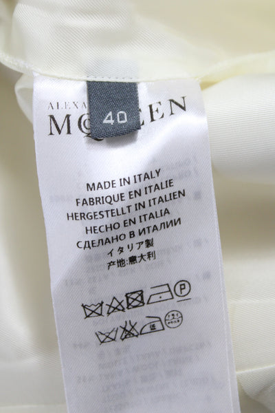 Alexander McQueen Women A-Line Mini V-Neck Beige Dress Short Sleeve Size 40