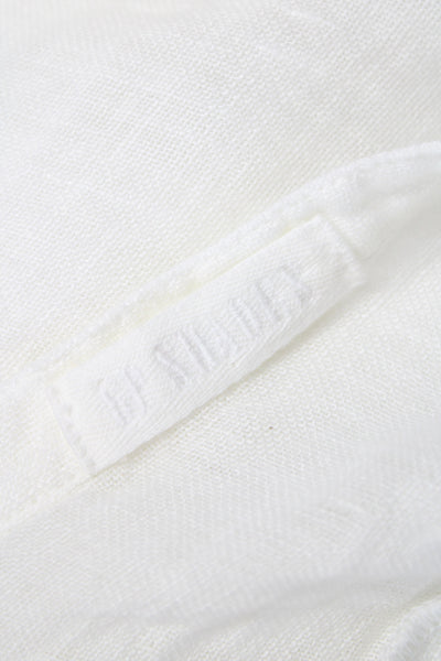 CP Shades Women Tunic White Linen V Neck Long Sleeve Button Size XS