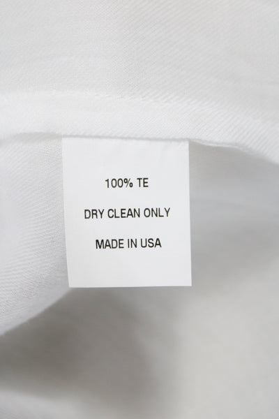Michelle Farmer Womens Collared Button Up Long Sleeve White Blouse Size XS