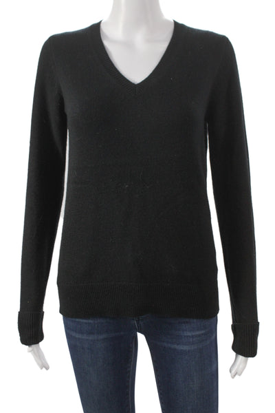 Nili Lotan Unisex V-Neck Cashmere Pullover Sweater Black Size S