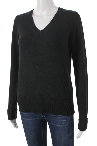Nili Lotan Unisex V-Neck Cashmere Pullover Sweater Black Size S