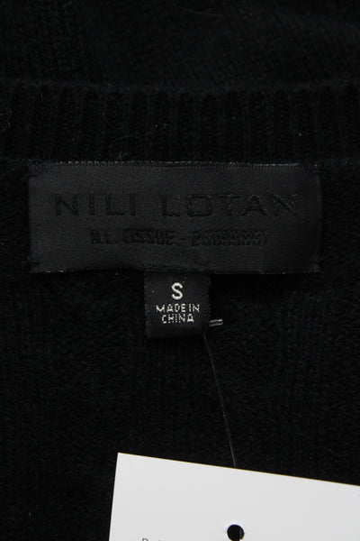 Nili Lotan Unisex V-Neck Cashmere Pullover Sweater Black Size S