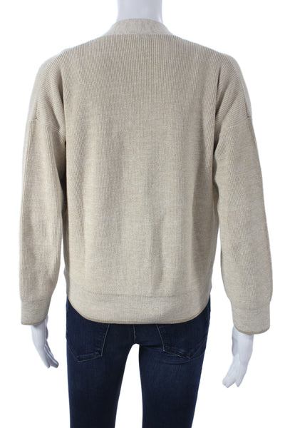 ELEVENTY Unisex Beige V-Neck Cardigan 3/4 Sleeve Button Size 2XS