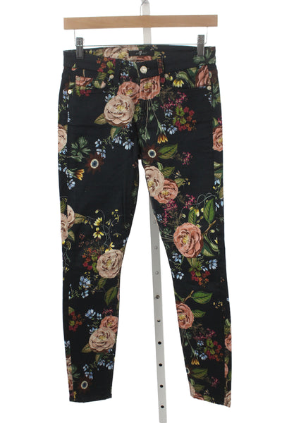 7 For All Mankind Women Skinny Floral Black Jeans Size 26
