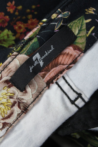 7 For All Mankind Women Skinny Floral Black Jeans Size 26