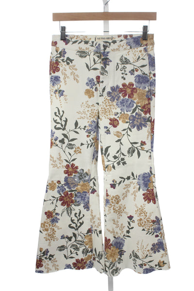 We The Free Women White Floral Bohemian Pants Button Inseam 25in Size 26