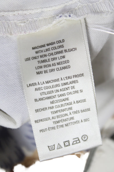 We The Free Women White Floral Bohemian Pants Button Inseam 25in Size 26