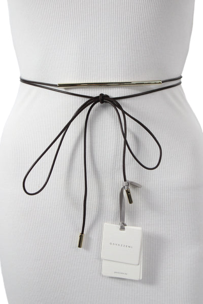 Gavazzeni Italy Womens Leather Tie Up Belt Brown Size OS