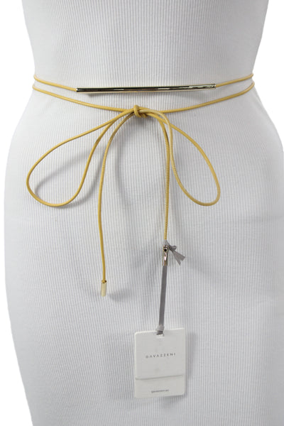 Gavazzeni Italy Womens Leather Tie Up Belt Yellow Size OS