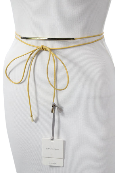 Gavazzeni Italy Womens Leather Tie Up Belt Yellow Size OS
