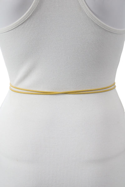 Gavazzeni Italy Womens Leather Tie Up Belt Yellow Size OS